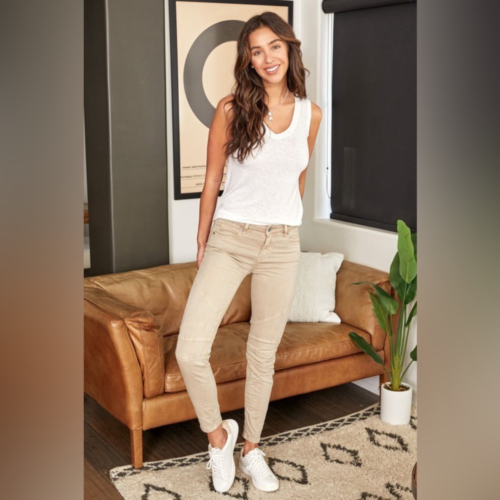 (50188-1-STN) SOLID MINERAL WASH KNEE PATCH DENIM CRINKLE PANTS - Picture 8 of 9